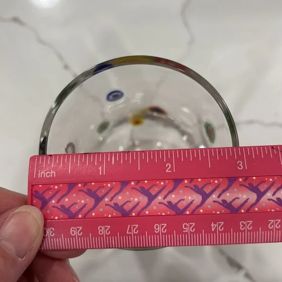 Millefiori Clear Drinking Glass With Colorful Accents - Picture 10 of 11